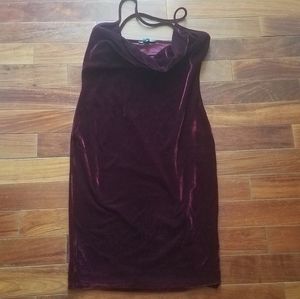 Crushed Velvet Maroon Mini Dress